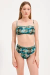 SNAKE PATTERNED STRAPLESS BIKINI WITH ACCESSORY DETAIL