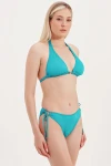 HALTER TIE BIKINI TOP WITH ACCESSORY DETAIL