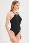 SWIMSUIT WITH GOLD ACCESSORY DETAIL