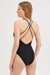 SWIMSUIT WITH GOLD ACCESSORY DETAIL