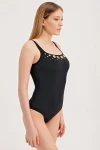 SWIMSUIT WITH GOLD ACCESSORY DETAIL