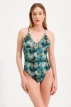 SNAKE PATTERN SWIMSUIT WITH GOLD ACCESSORY DETAILED