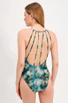 SNAKE PATTERN SWIMSUIT WITH GOLD ACCESSORY DETAILED