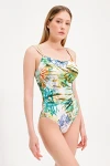 PATTERNED SWIMSUIT WITH ACCESSORY DETAIL