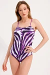 PATTERNED STRAPPED SWIMSUIT