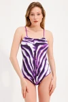 PATTERNED STRAPPED SWIMSUIT