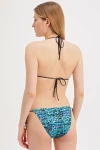 PATTERNED HALTER TIE BIKINI WITH BEAD DETAIL