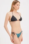 PATTERNED HALTER TIE BIKINI WITH BEAD DETAIL