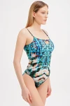 PATTERNED GLASS BEAD DETAILED SWIMSUIT