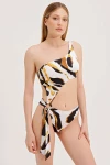 PATTERNED ONE-SHOULDER SWIMSUIT