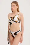 PATTERNED ONE-SHOULDER SWIMSUIT