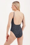 DENIM SWIMSUIT WITH SILVER ACCESSORY DETAIL