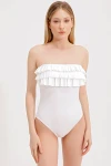 PLEATED DETAILED SWIMSUIT ON THE FRONT