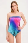 STRAPLESS PATTERNED SWIMSUIT