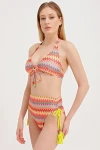 HIGH WAIST GLASS BEAD DETAIL BIKINI BOTTOM