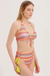 HIGH WAIST GLASS BEAD DETAIL BIKINI BOTTOM